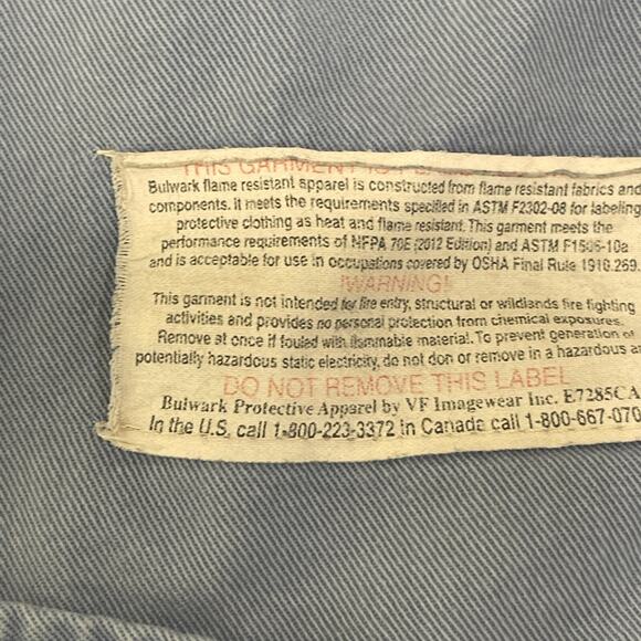 Bulwark FR Long Sleeve Button Up Shirt Sz M Blue Fire Flame Resistant Work Weld - Picture 7 of 7